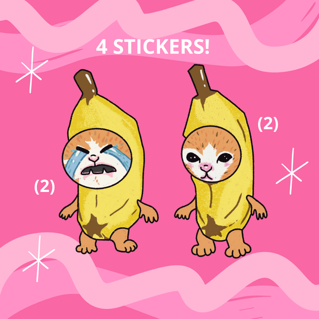 Banana Cat Stickers (4 set)