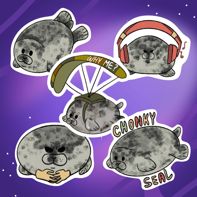 Chonky Seal Stickers (Set of 5)