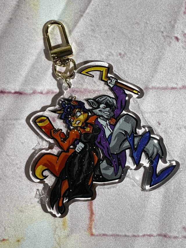 Sly & Carmelita Glitter Keychain
