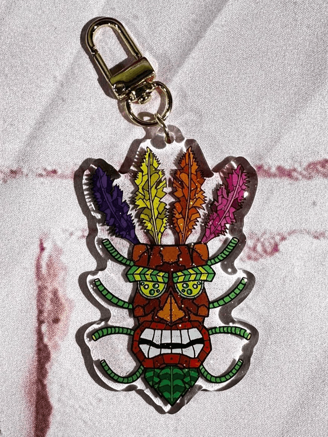 Aku-Aku Crash Glitter Keychain