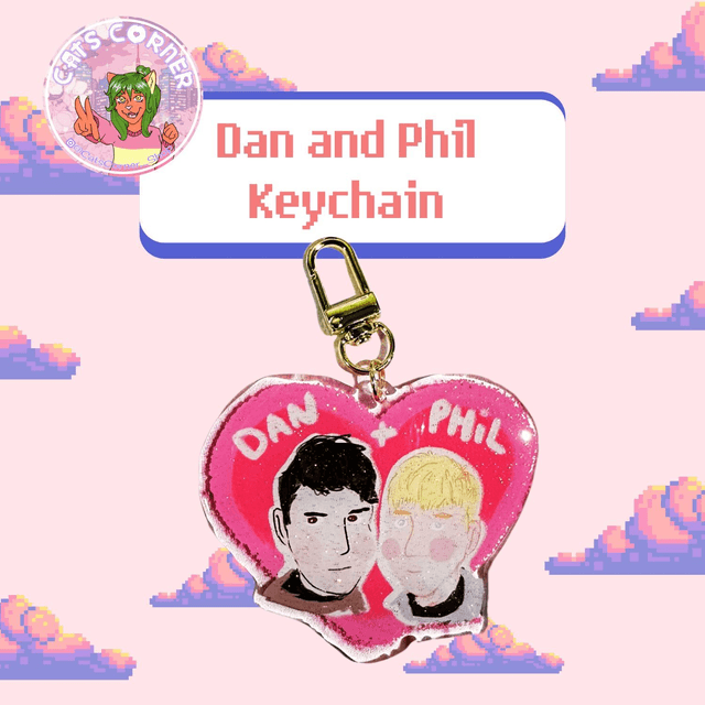 Dan &amp; Phil Glitter Keychain